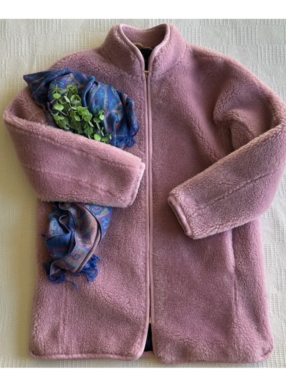J.Crew Plush pink/purple fleece coat size small
